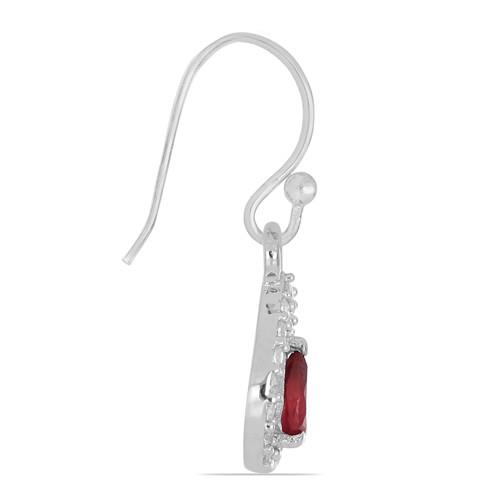 BUY NATURAL GLASS FILLED RUBY GEMSTONE CLASSIC EARRINGS IN 925 SILVER